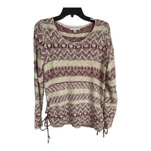 Knox Rose Womens Sweater Size Small Maroon Tie Waist Long Sleeve Tie Waist